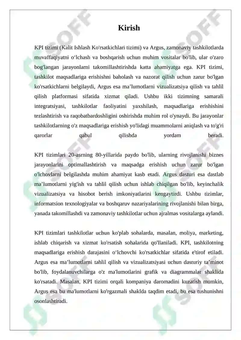 KPI TIZIMI VA ARGUS 3