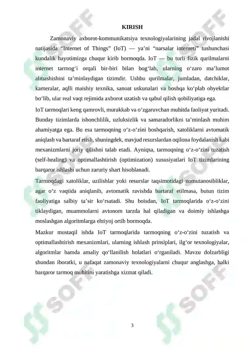 IoT tarmoqlarida tarmoqning o'z-o'zini tuzatish va optimallashtirish mexanizmlari 3