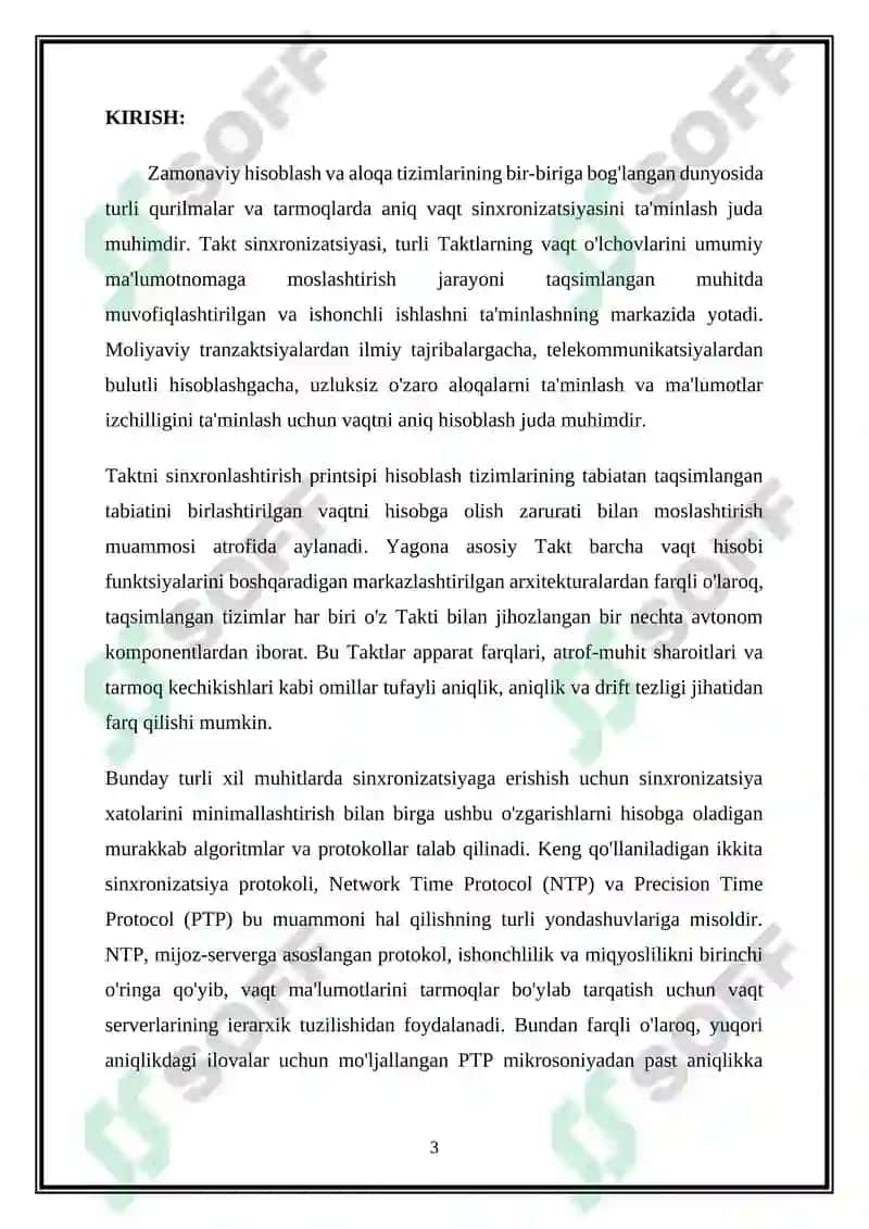 Takt sinxronizatsiyasini tuzulish prinsipi haqida umumiy maʼlumotlar 3