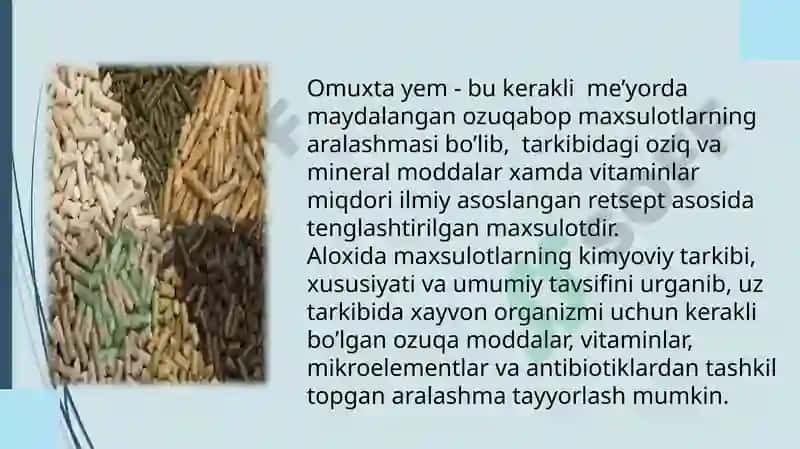 Omixta yemning tarkibini va to’yimliligini o’rganish 3