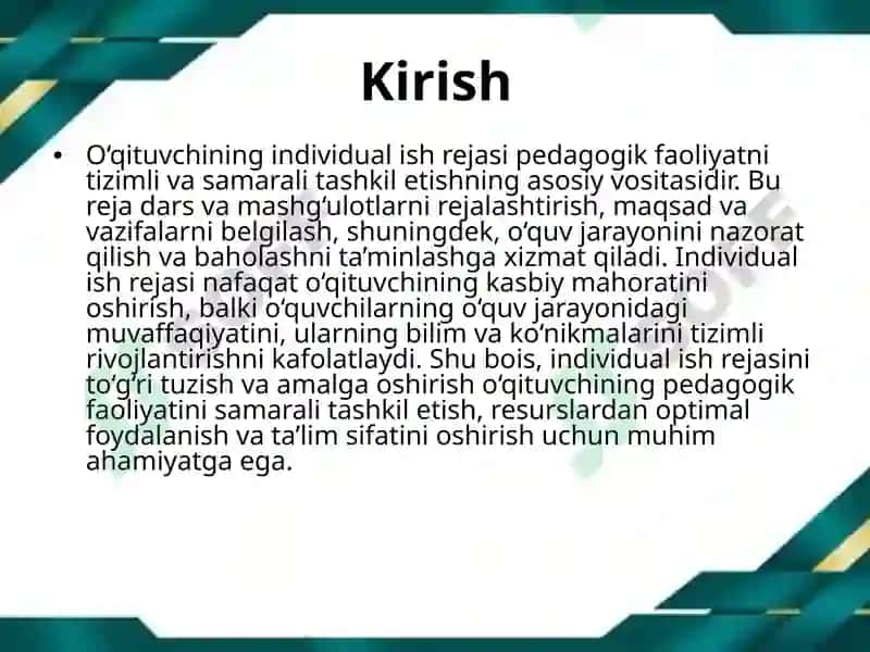 O'QITUVCHINI INDIVIDUAL ISH REJASINI TUZISH TARTIBI 3