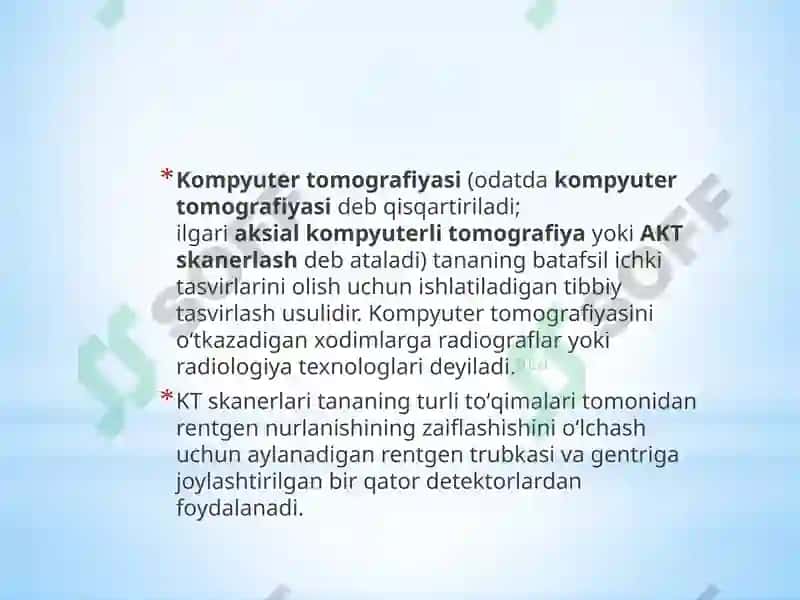 Kompyuter tomografiyasi va uni ishlashining fizik asoslari 3