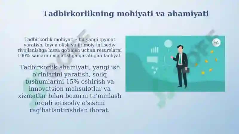 Tadbirkorlik asoslari fanining predmeti va urganish usullari 3