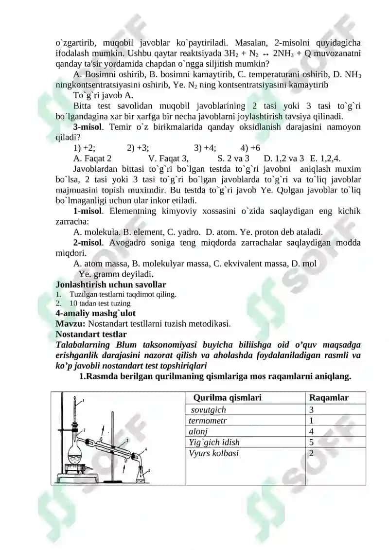 Kimyo o‘qitish testlari 3