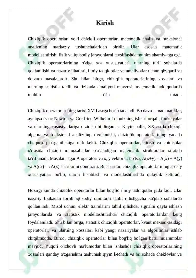 Chiziqlik operatorlari va ularning xossalari 3