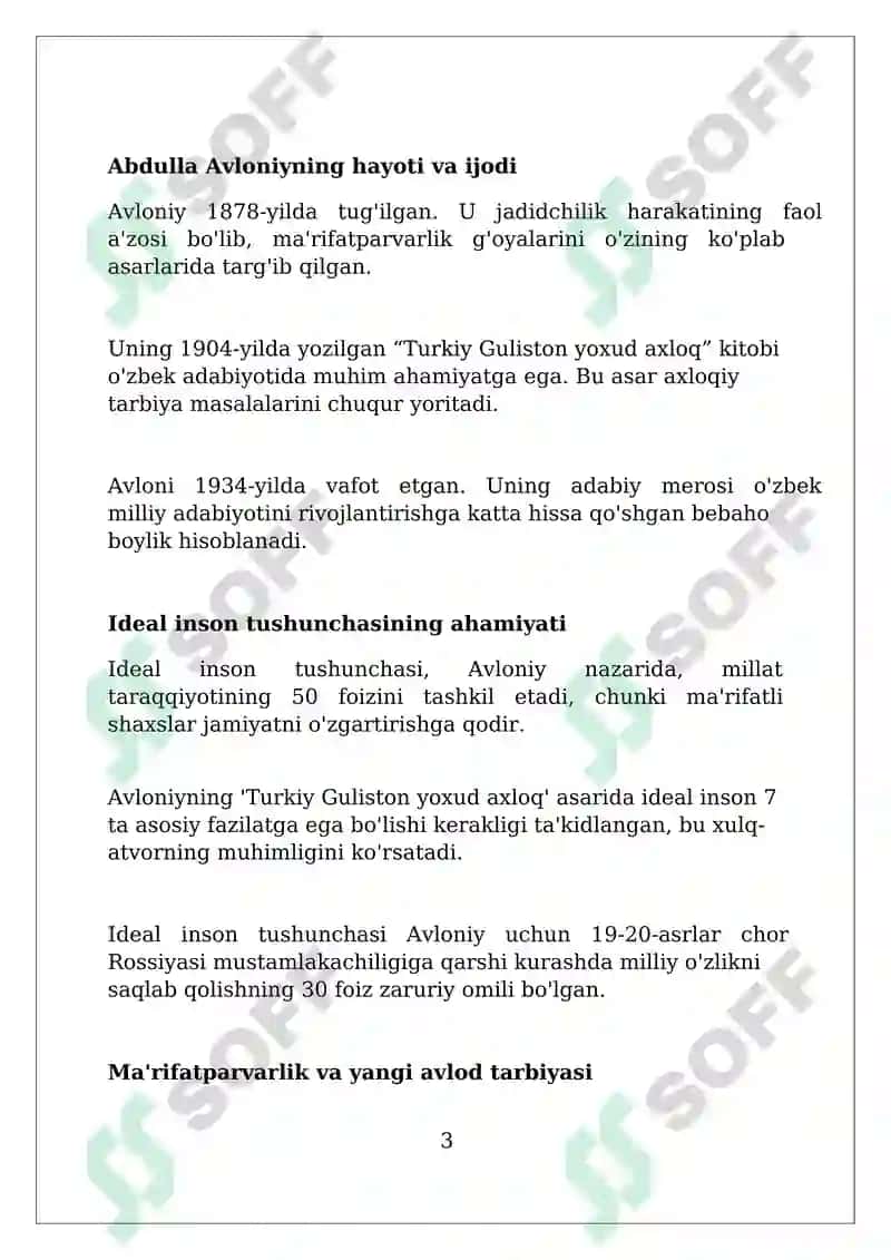 Abdulla Avloniynig Komil Inson Haqidagi Qarashlari 3