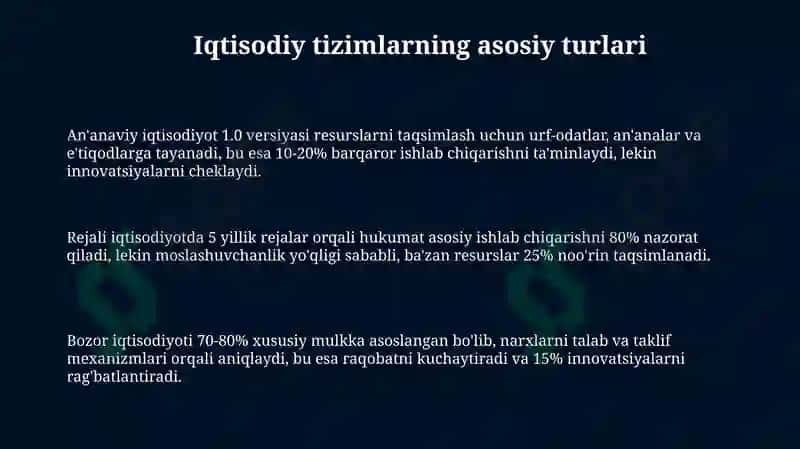 Iqtisodiy tizimlar va ilmiy malumotlar va bozor iqtisodiyotining mohiyati 3