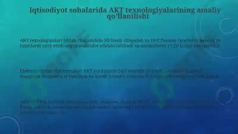 Iqtisodiyot tarmoqlarida axborot-kommunikatsiya tarmoq texnalogiyalarining amaliy qo’llanishi 3