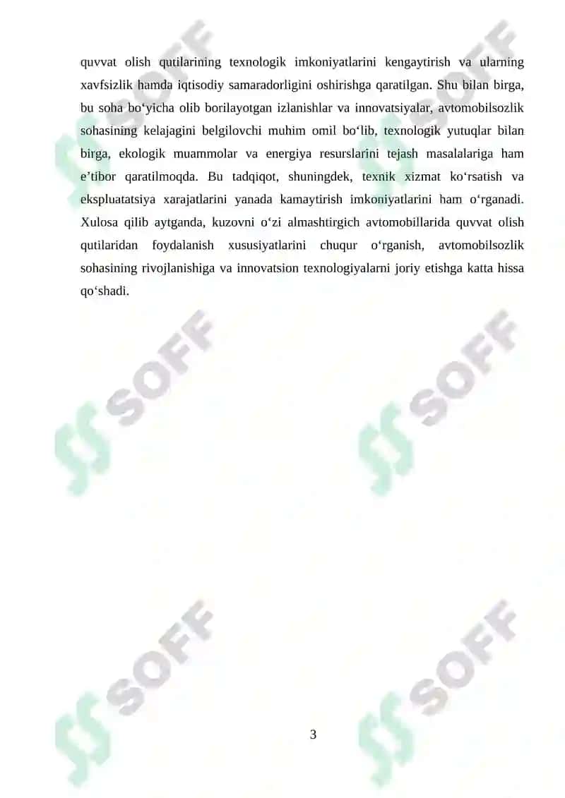 KUZOVNI OʻZI ALMASHTIRGICH AVTOMOBILLARIDA QUVVAT OLISH QUTILARIDAN FOYDALANISH XUSUSIYATLARI 3
