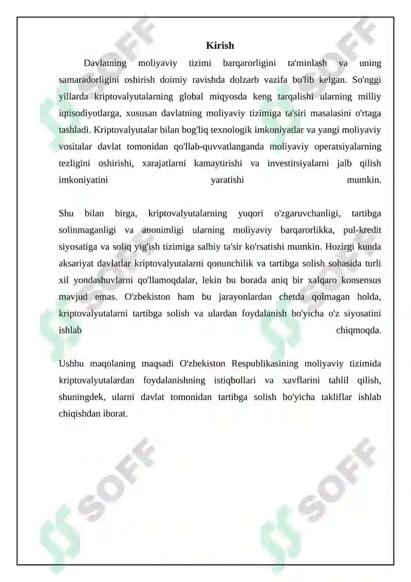 Davlatning moliyaviy tizimida kriptovalyutadan foydalanish istiqbollari va havflari 3