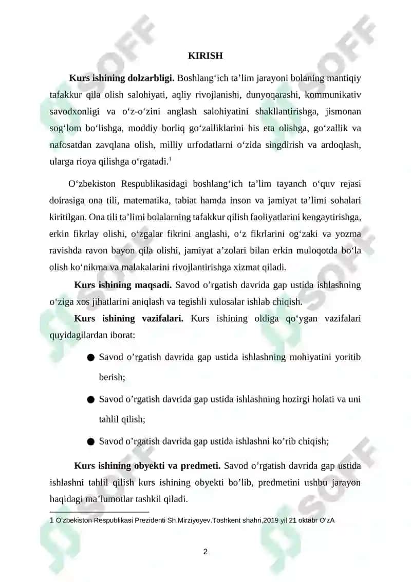 Savod o’rgatish davrida gap ustida ishlash 3