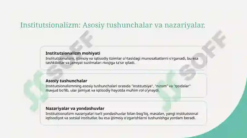 Institutsionalizmning mohiyati va ahamiyati 3