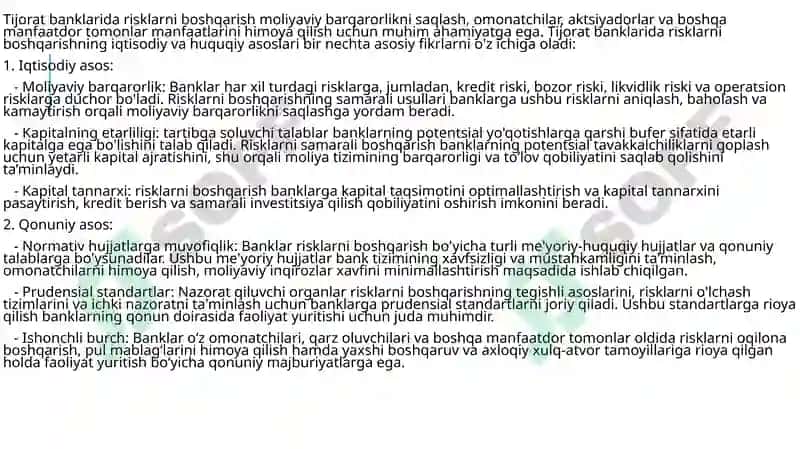 Tijoratbanklari darisklarni boshqarishning iqtisodiy-huquqiy asoslari 3