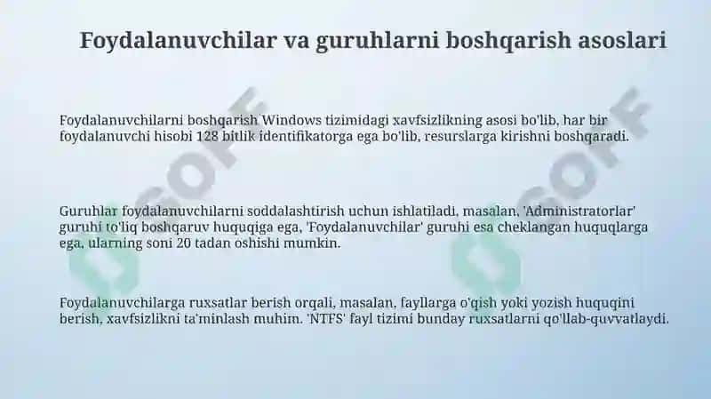 Windows operatsion tizimida foydalanuvchilar va guruhlarni boshqarish 3