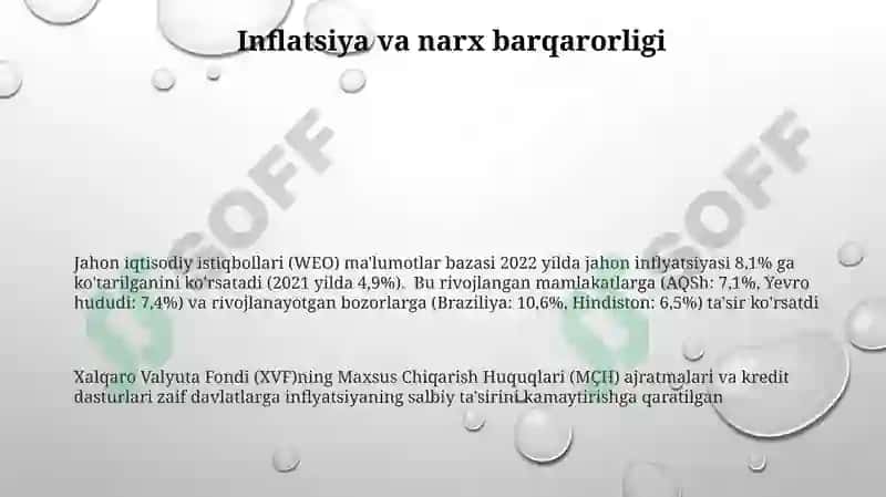 Xalqaro valyuta fondining moliyaviy koʻrsatgichlari taxlili 3