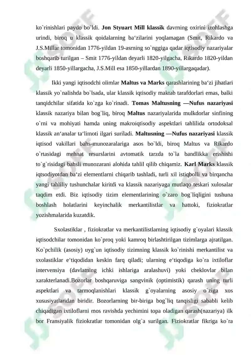 Klassik iqtisodiy maktabning yuzaga kelishi, rivojlanishi va yakunlanishi. Marjinalizm iqtisodiy ta`limoti 3