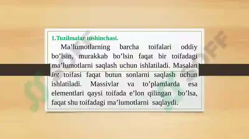 Tuzilmalar. Tuzilmalar tushinchasi. Tuzilmalarni e’lon qilish 3