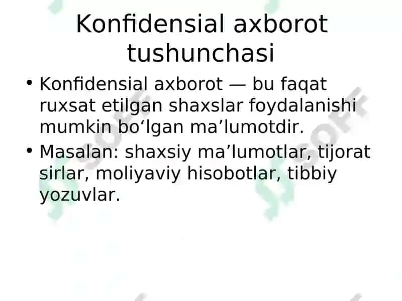 Konfidensial axborotlarni ruxsatsiz kirishdan himoyalash 3