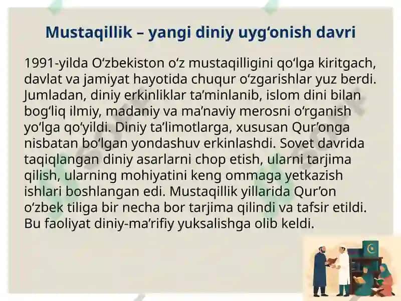 Mustaqillik yillarida Qur'onning o'zbek tiliga tarjima qilinishi va tafsirlari haqida 3