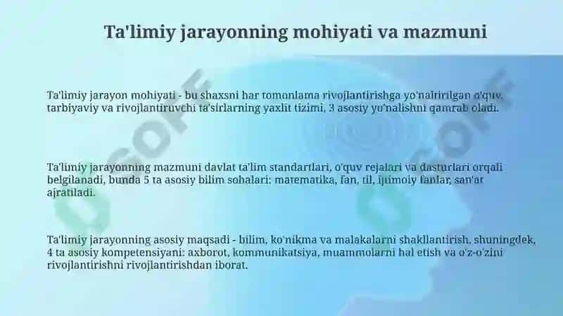 Ta'limiy jarayonning mohiyati va mazmuni 3