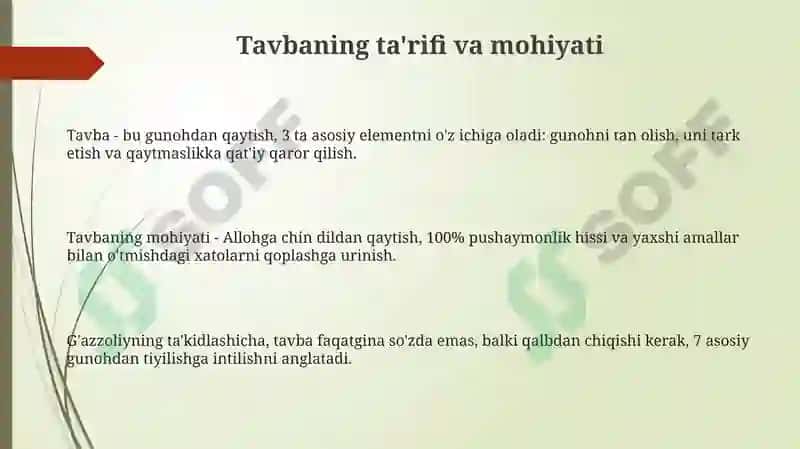 Gʻazzoliyning"Tavbaasariasosidadinvaaxloqmavzusidataqdimot 3
