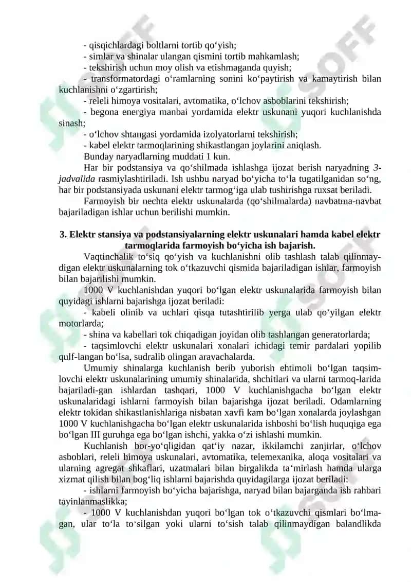 Elektr stansiya va podstansiyalarning elektr uskunalarida ish bajarishda Xavfsizlik nazorati 3