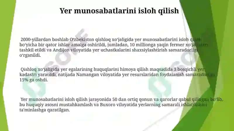 Qishloq xo'jaligida islohatlarning mohiyati va asosiy yo'nalishlar 3