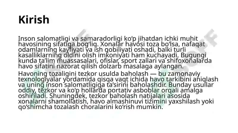 Xonalar havosining tozaligini tezkor usulda tekshirib baholash asoslari 3