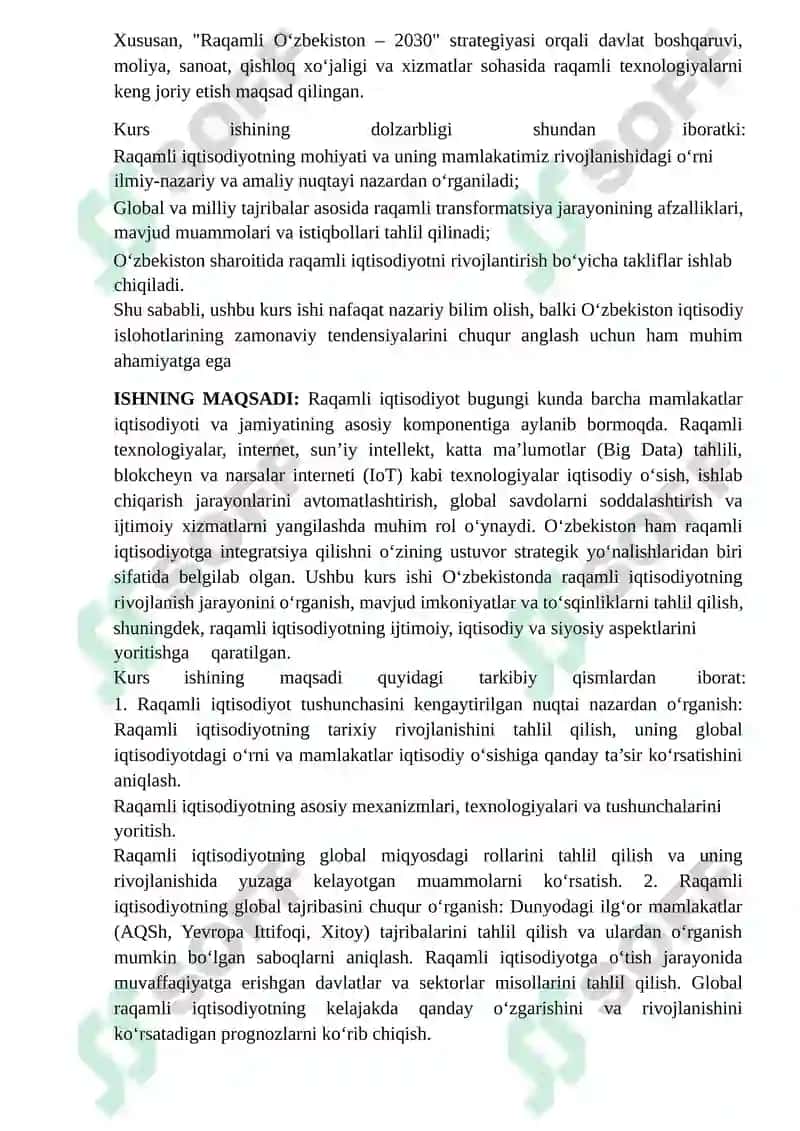 Raqamli iqtisodiyot. Raqamli iqtisodiyotning afzalliklari. O’zbekistonda raqamli iqtisodiyot. 3
