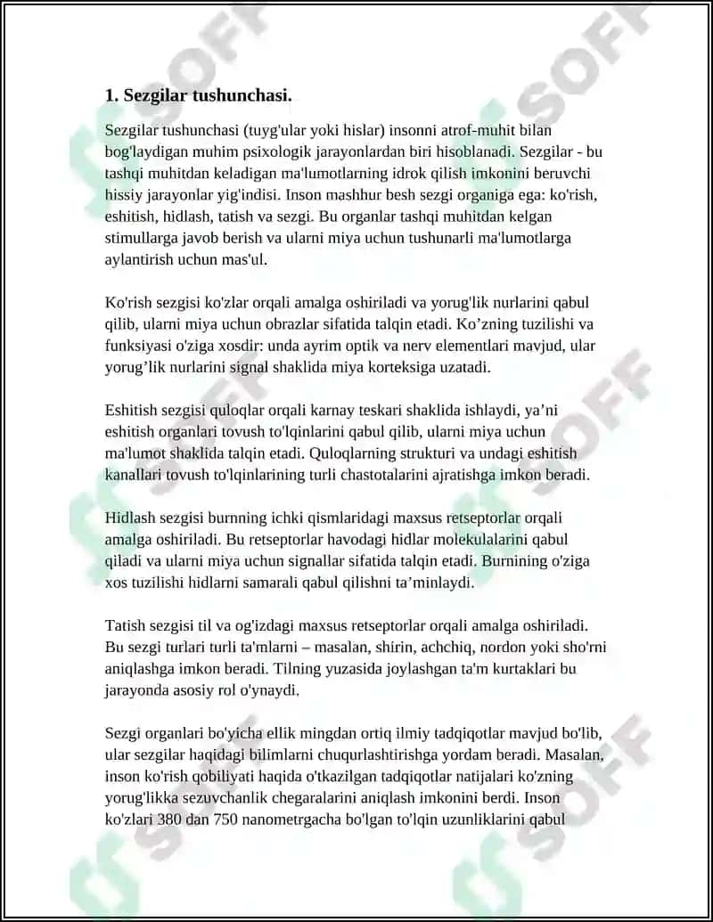 SEZGILAR HAQIDA TUSHUNCHA VA UNING NERV-FIZIOLOGIK ASOSLARI. SEZGI TURLARI VA UNING QONUNIYATLARI 3