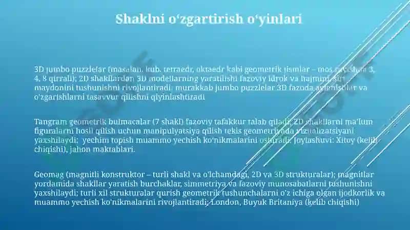 Fazoviy tassavurlar va fazoda mõljalga olishni rivojlantirishda matematik õyinlardan foydalanish 3