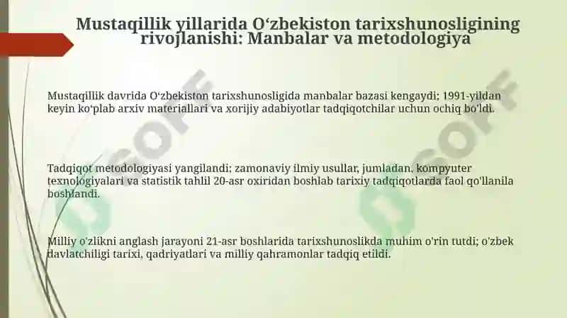 Mustaqillik yillaridai mаnbаlаr vа metodologiya 3