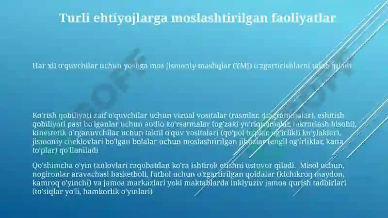 Yoshga mos jismoniy mashqlar (YMJ) o‘zgartirishlarni talab qiladi 3