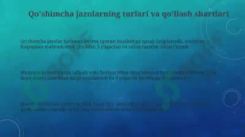 Qo'shimcha jazo choralarini ijro etish tartibi va shartlari 3
