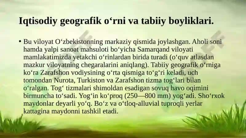 Samarqandviloyati Iqtisodiygeografik ornivatabiiy boyliklari 3