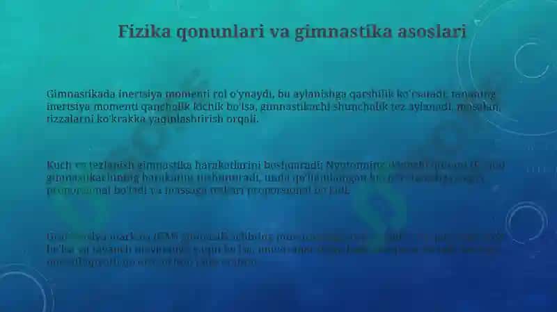 Fizika qonunlari va gimnastika asoslari 3