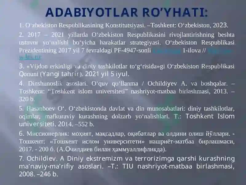 O'zbekistonda Faoliyat Yuritayotgan Diniy Tashkilotlar 3