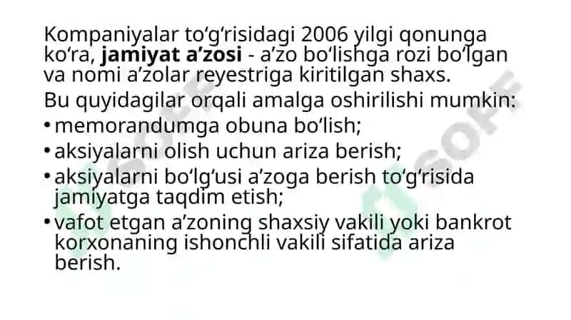 KOMPANIYALARDA ULUSHLI MULKI YOHUD ULUSHLI KAPITAL 3