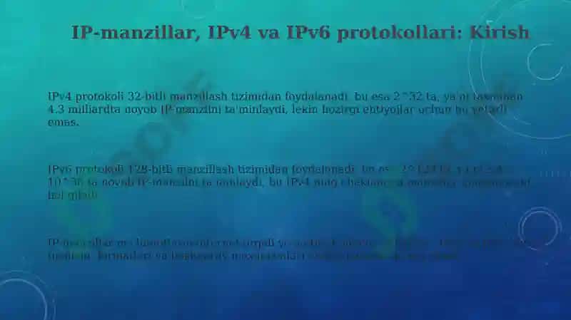 IP manzillar IPv4 va Ipv6 protokollar 3
