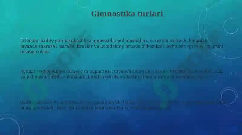 Gimnastika sport turining boʻlimlari 3