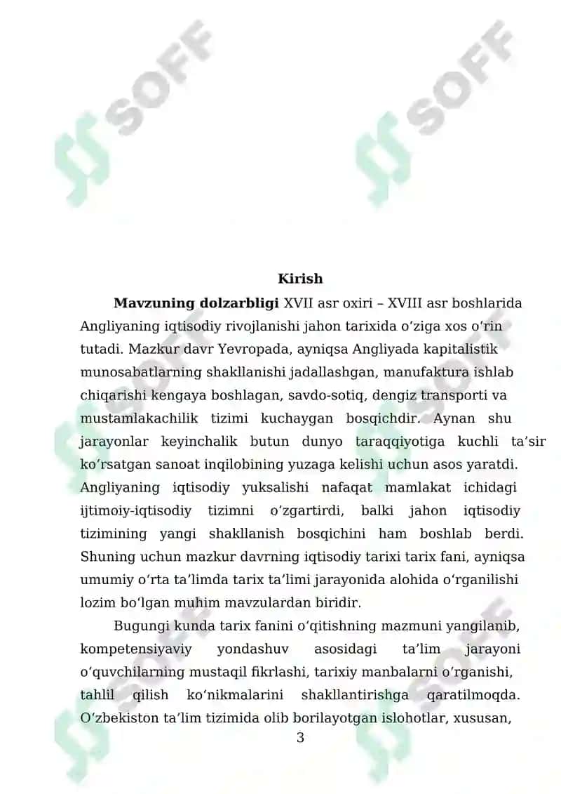 XVII asr oxiri XVIII asr boshlarida Angliyaning iqtisodiy rivojlanish mavzusini oʻqitishda pedagogik texnologiyalarni o’rni 3