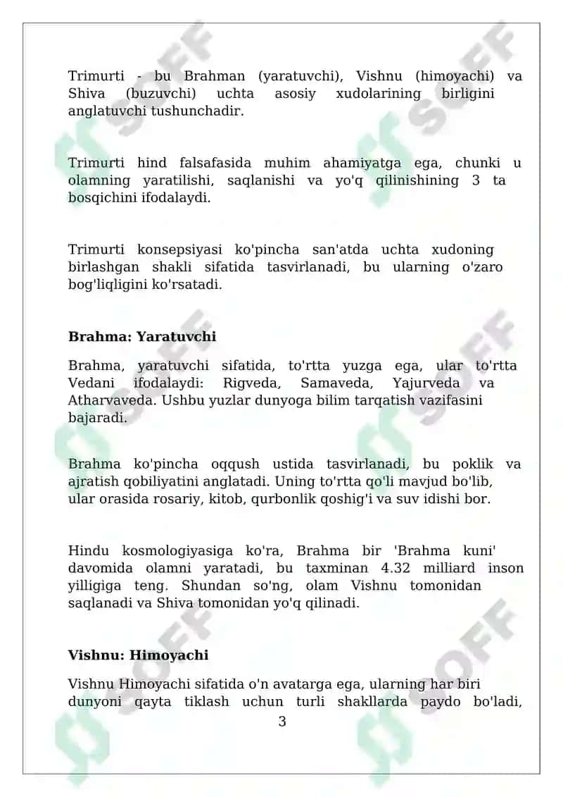 Hinduiylikdagi uchlik (trimurti) xudolari 3