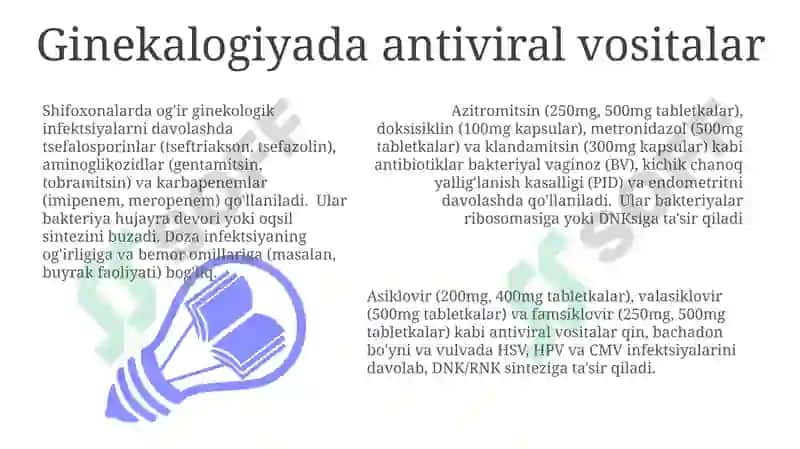 Ginekologik kasaliklarda Antibiotik dorilarning kimyoviy tarkibi va tasiri 3