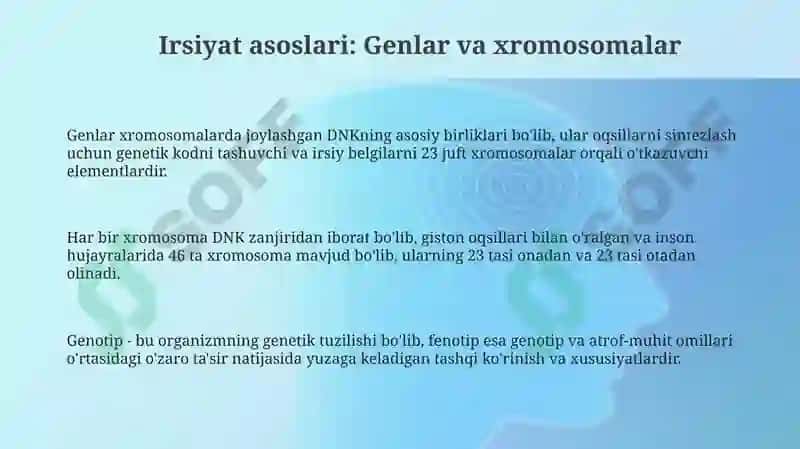 Irsiyat va irsiy kasalliklar 3