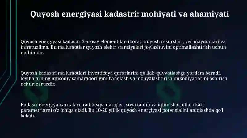 Quyosh energiyasi kadastri 3