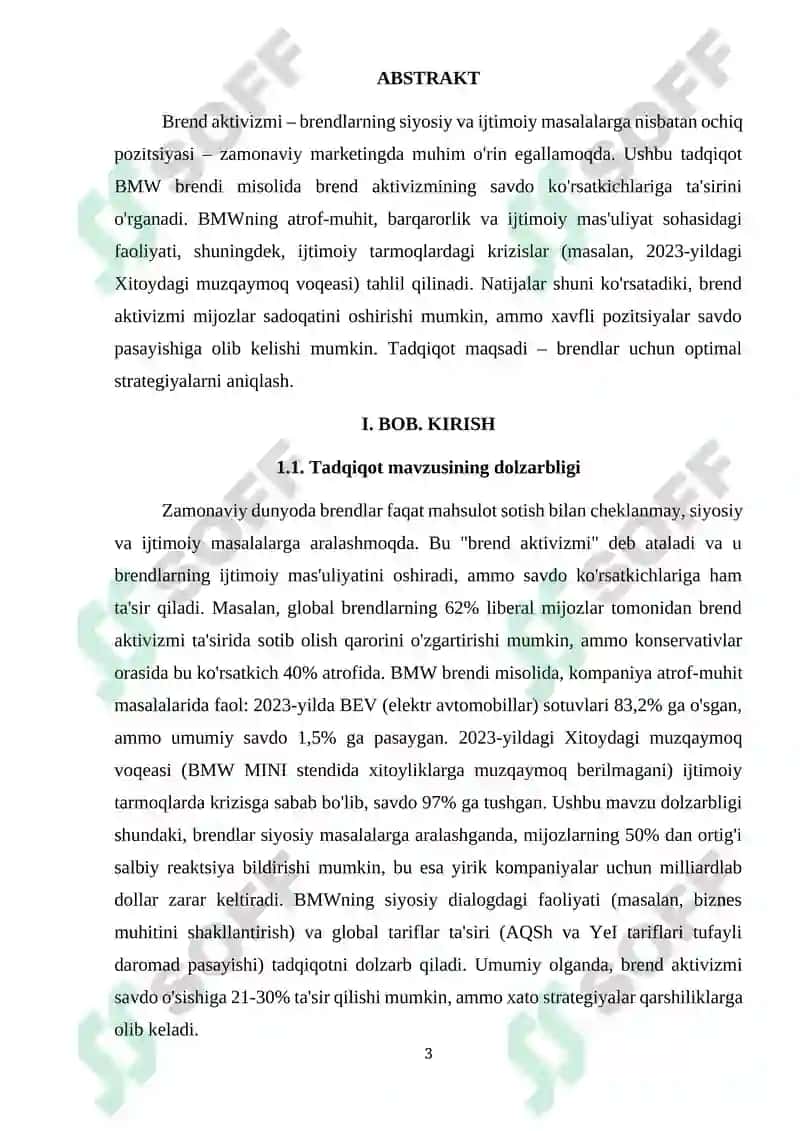 MAVZU: “BRAND ACTIVISM” – BRENDLARNING SIYOSIY VA IJTIMOIY POZITSIYASI SOTUVGA QANDAY TA’SIR QILISHI 3