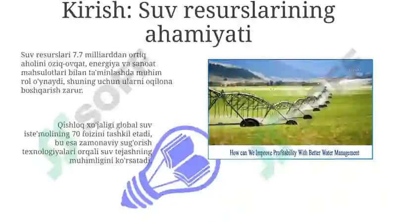 Suvni tejash usullari va texnologiyalari 3