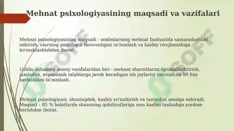 Mehnat psixologiyasining vazifasi va muammolari 3