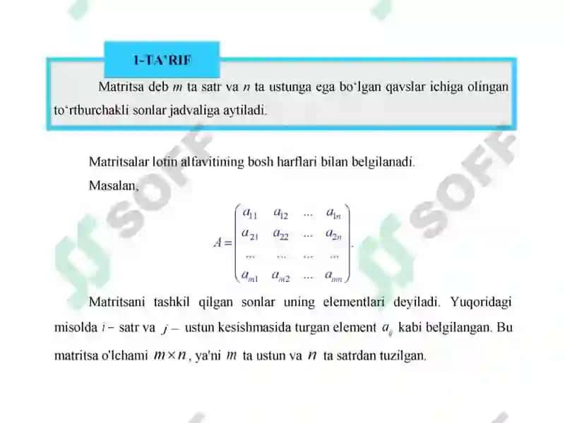 Matritsalar. Texnologik Matritsa 3