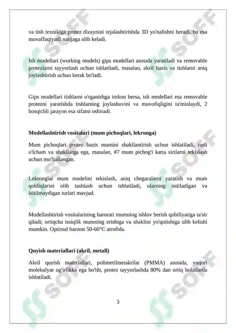 Olinadigan tish protezlarini pardozlashda ishlatiladigan maxsulotlar va asboblar 3